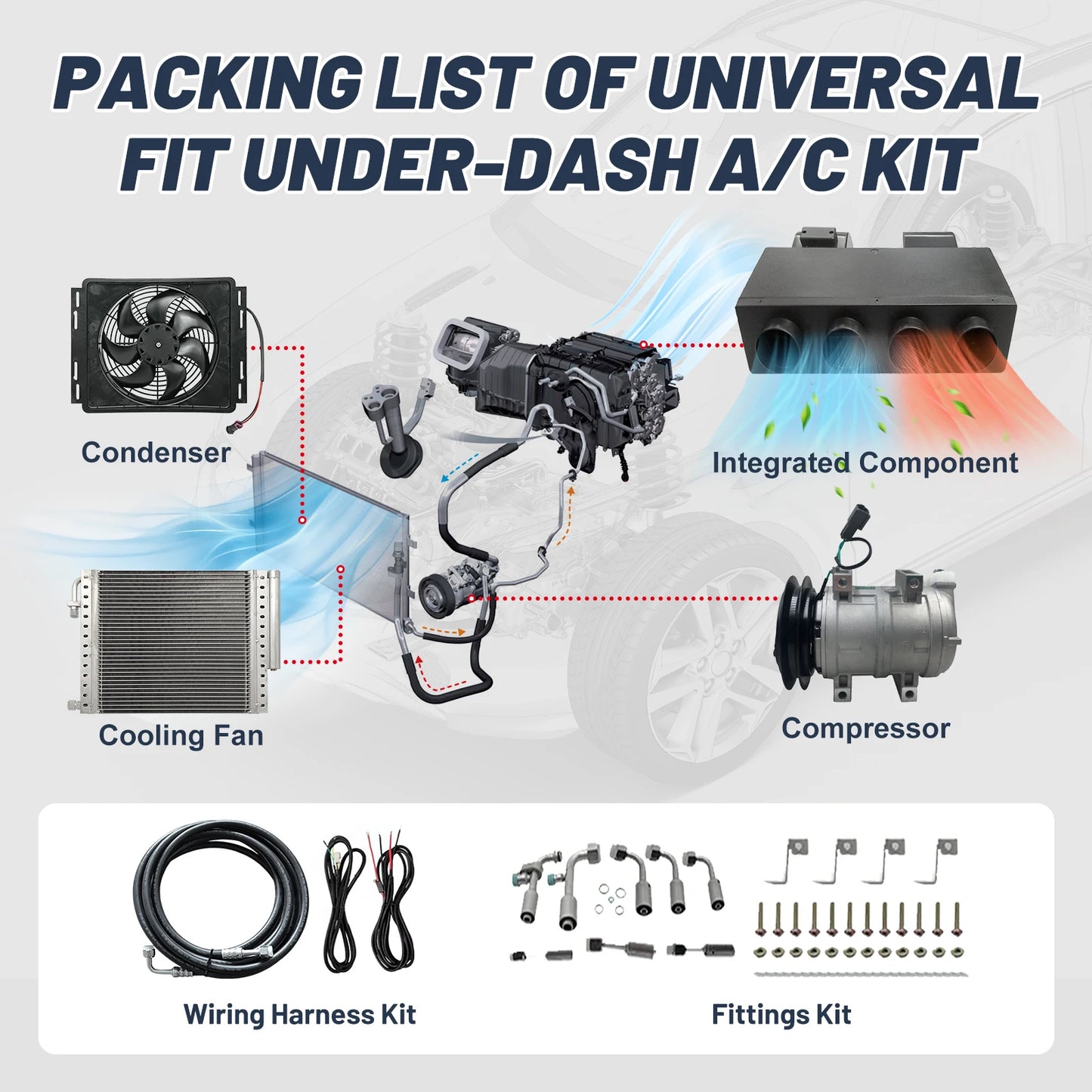 Treeligo Universal 12V Car Air Conditioning Compressor Kit