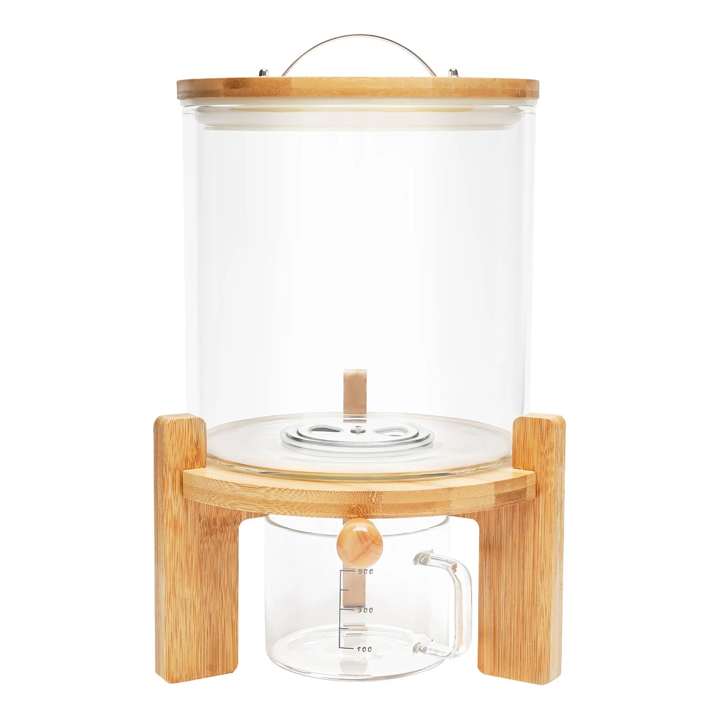 Clear Glass Cereal Dispenser With Airtight Bamboo Lid