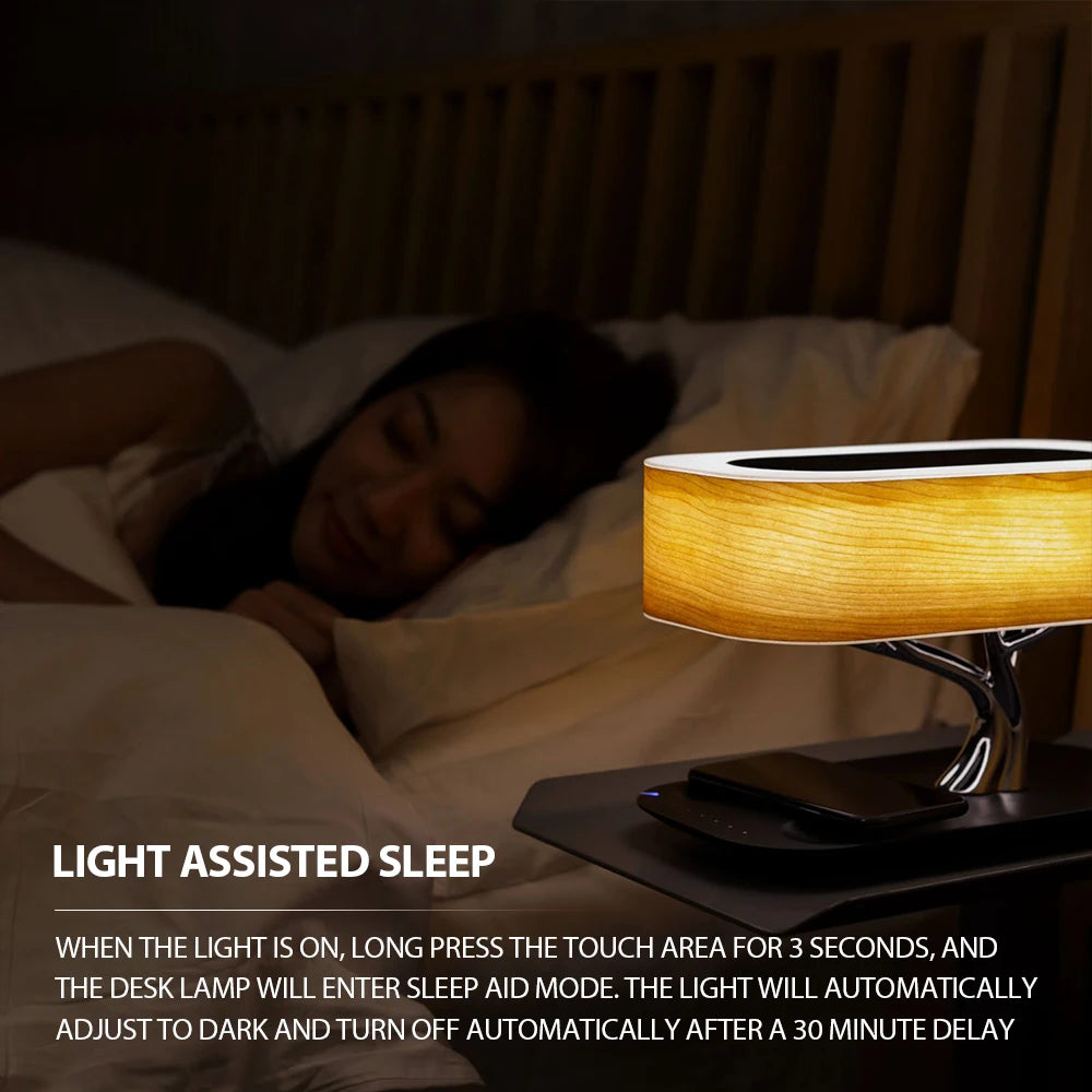 Wireless Charging Speaker Bedside Lamp With Ambient Light