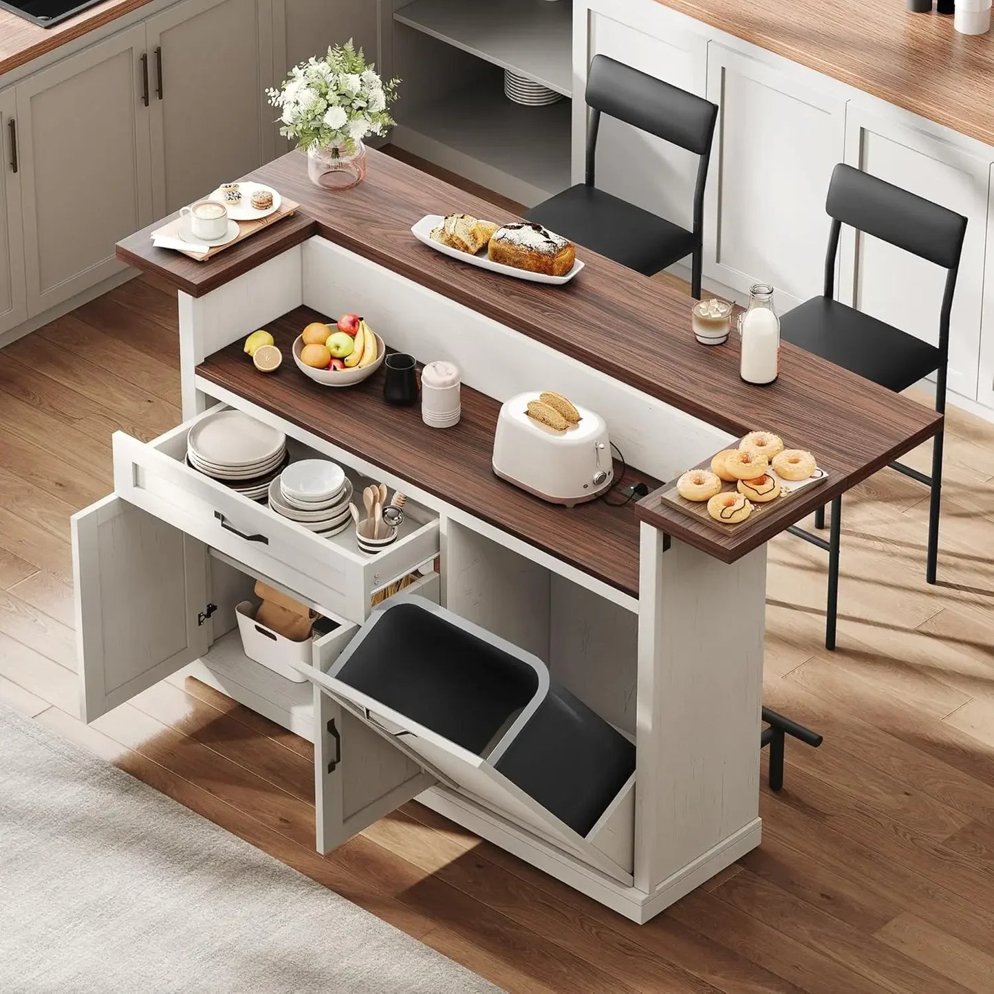 Bar Table With Stools Kitchen Island With Storage Unit