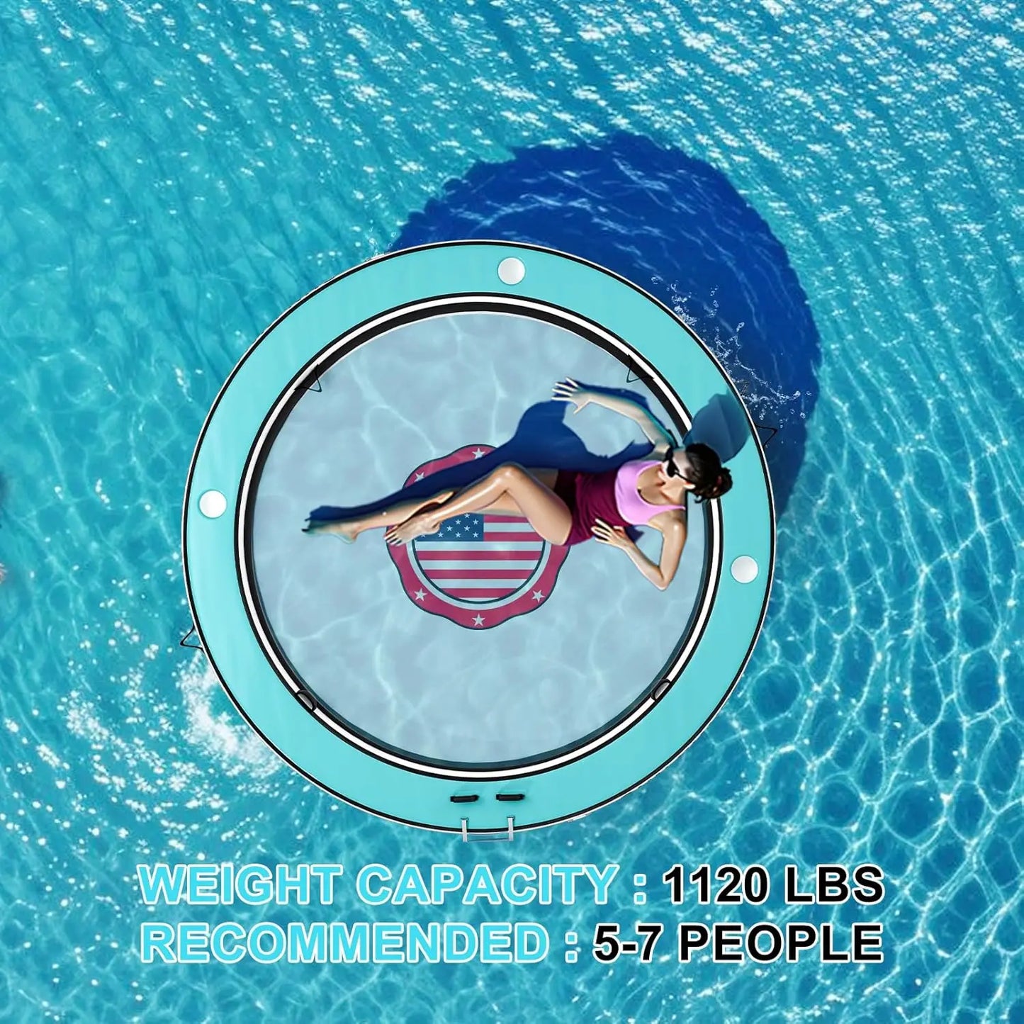 Float Ring With 6 Cup Holders Inflatable Water Hammock