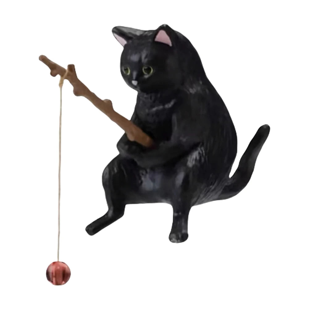 Sikiwind Fishing Cat Figurine Aquarium Decoration Ornament