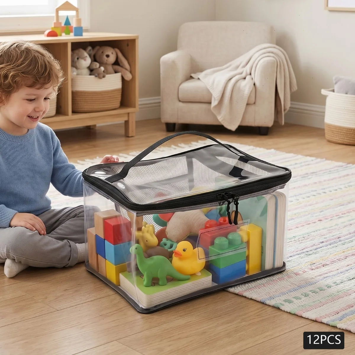 Bymaocar Clear Pvc Toy Storage Bag Featuring Multi Pocket Design