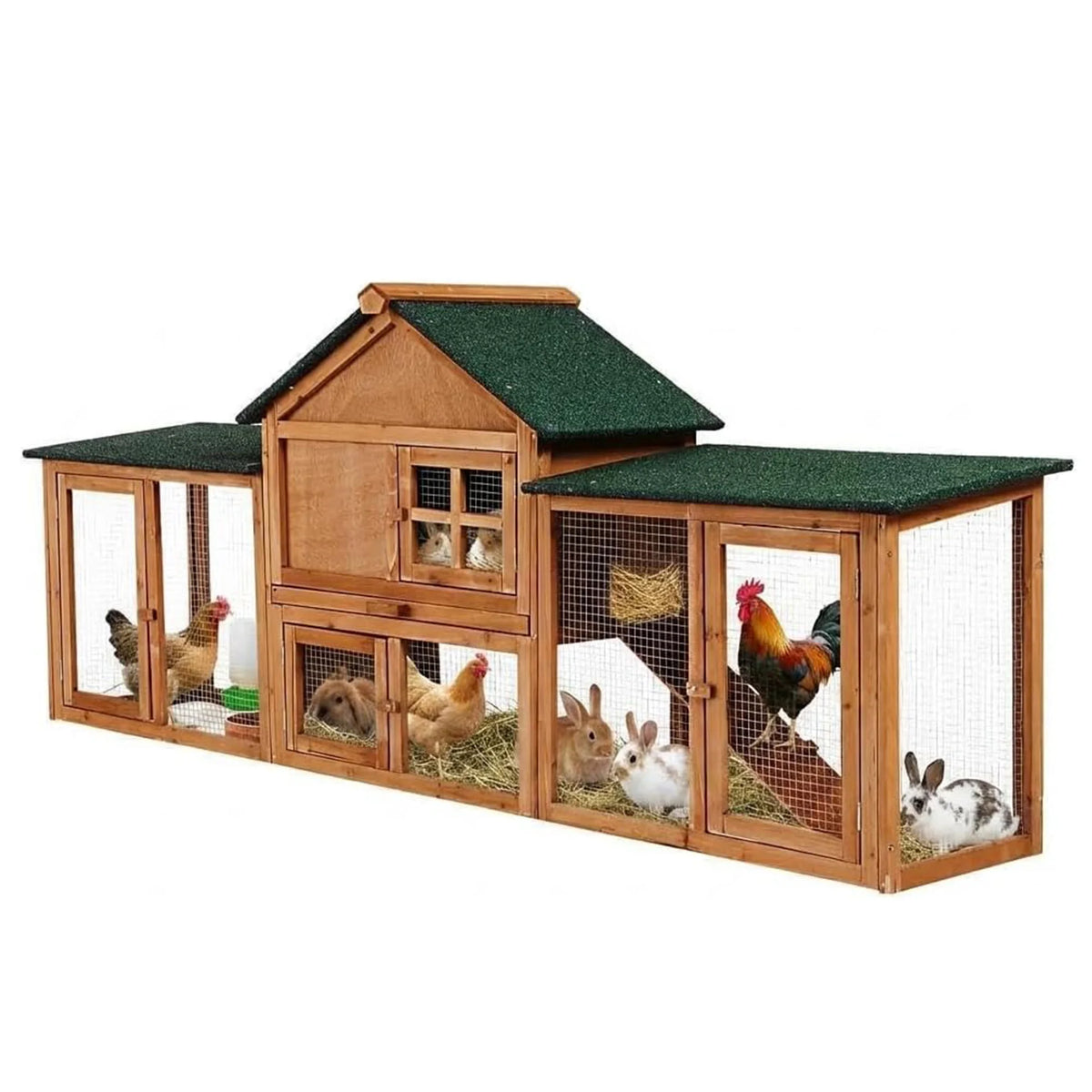 DishyKooker Outdoor Wooden Two Story Small Rabbit Hutch