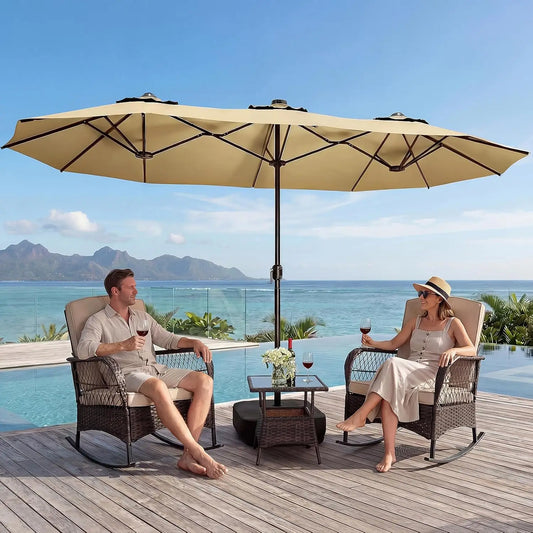 Rectangular Double Sided Outdoor Market Umbrella With Base Included