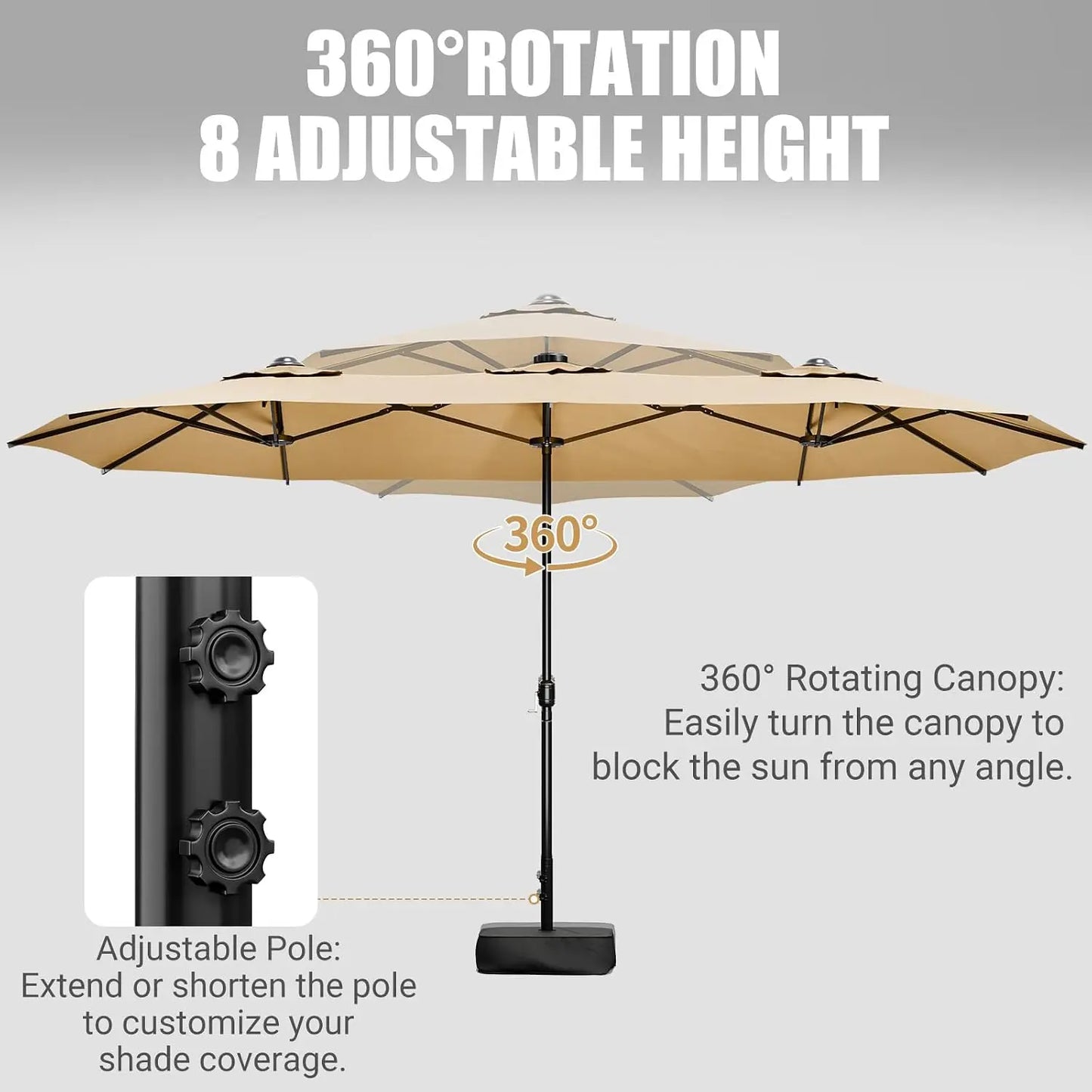 Rectangular Double Sided Outdoor Market Umbrella With Base Included