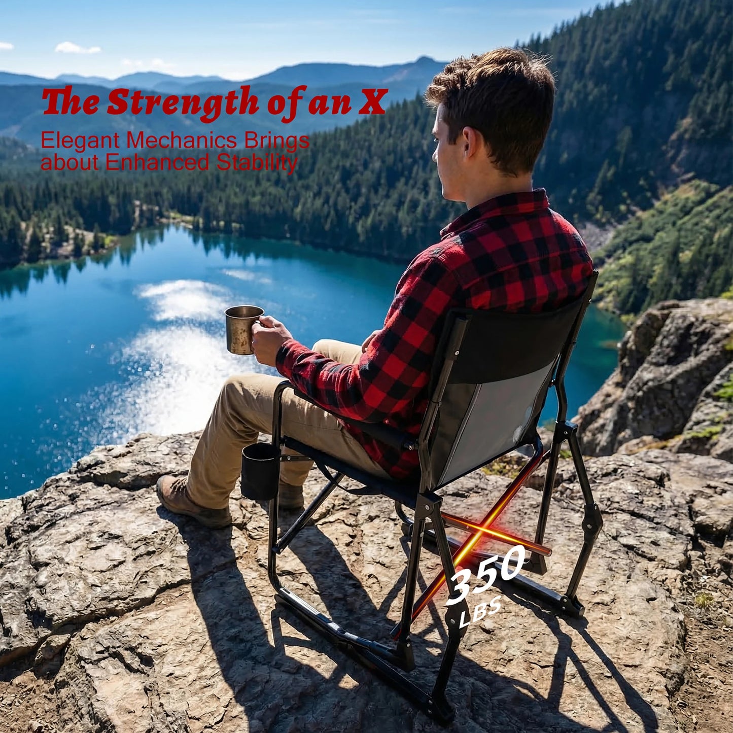 JHK Outdoor Folding Rocking Chair With Mesh Back Armrests Patio
