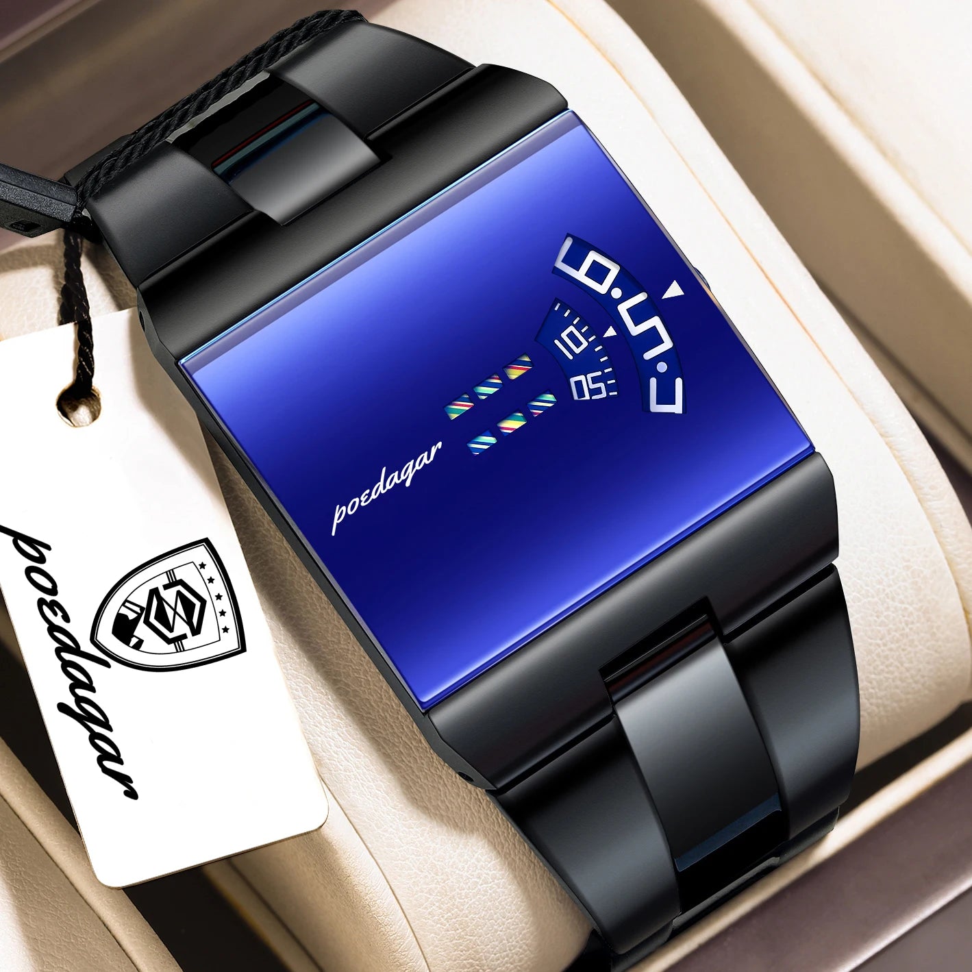 Poedagar Unique Men Wristwatch Waterproof Stainless Steel Quartz Sport