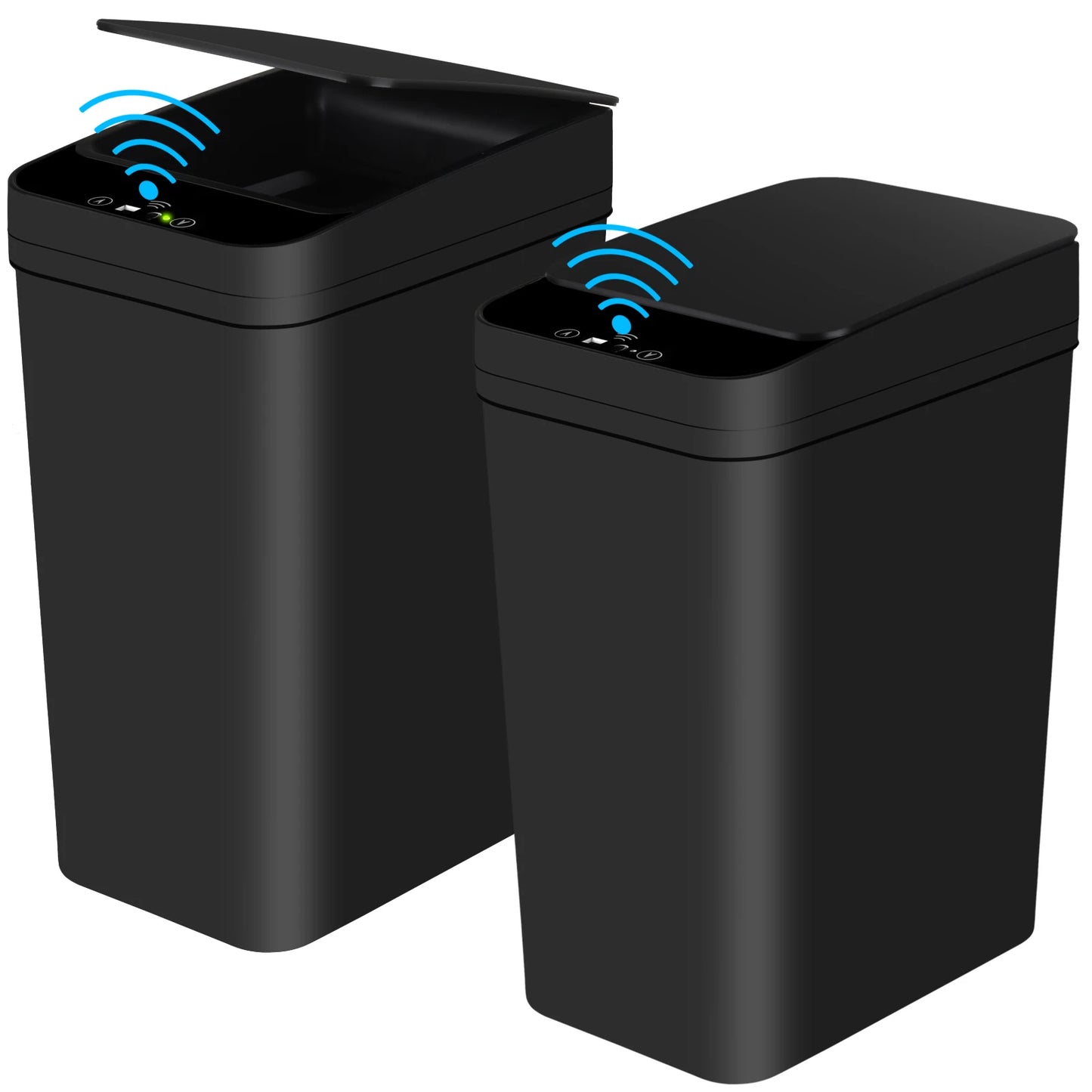 Two Pack Slim Touchless Motion Sensor Trash Cans for Office