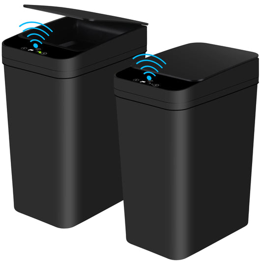 Two Pack Slim Touchless Motion Sensor Trash Cans for Office