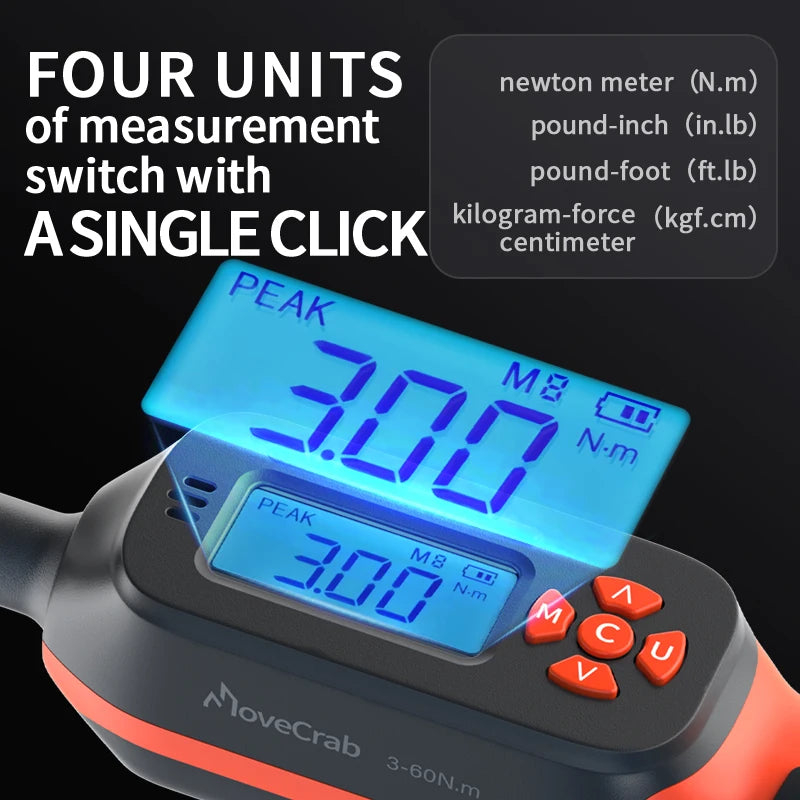 MoveCrab Digital Torque Wrench 1-340 Nm With LED Alerts