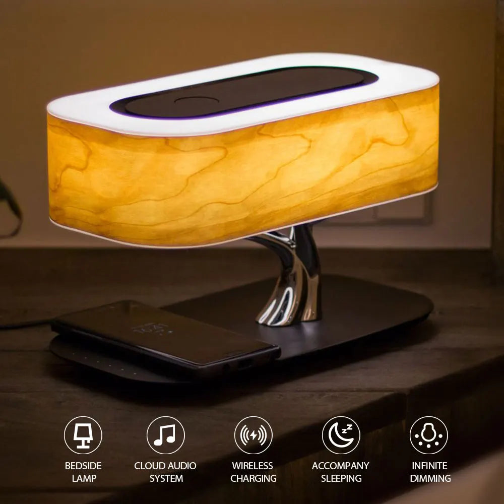 Wireless Charging Speaker Bedside Lamp With Ambient Light