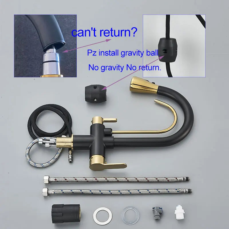 Hownifety Pullout Water Filter Kitchen Faucet Cold Hot Tap