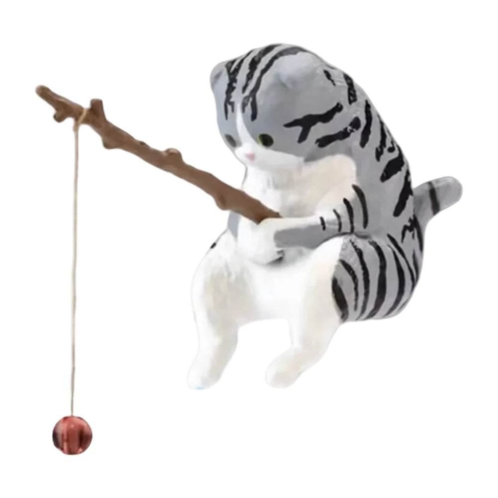 Sikiwind Fishing Cat Figurine Aquarium Decoration Ornament