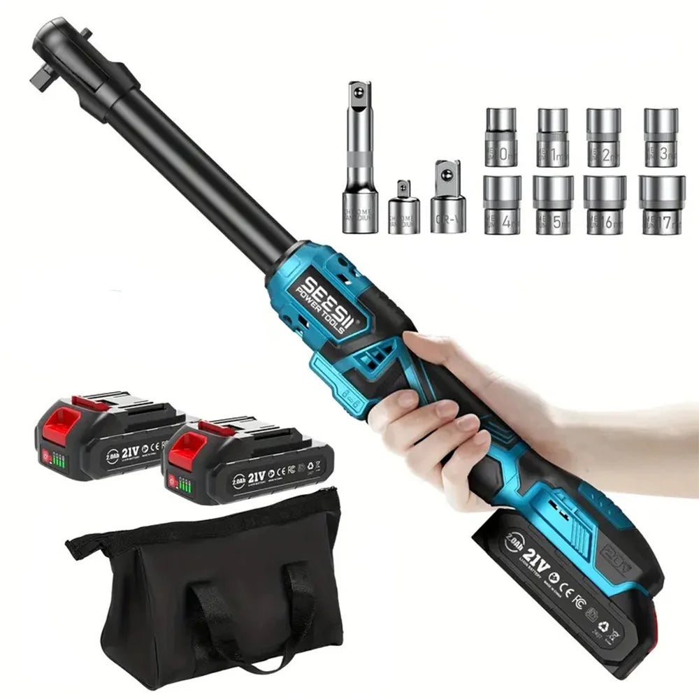 Seesii 21V Cordless Electric Ratchet Wrench With Battery Included