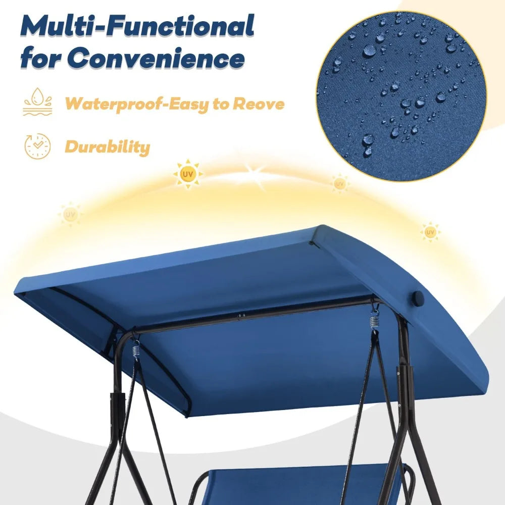 XIAOLANG Outdoor Patio Swing With Removable Cushions And Canopy