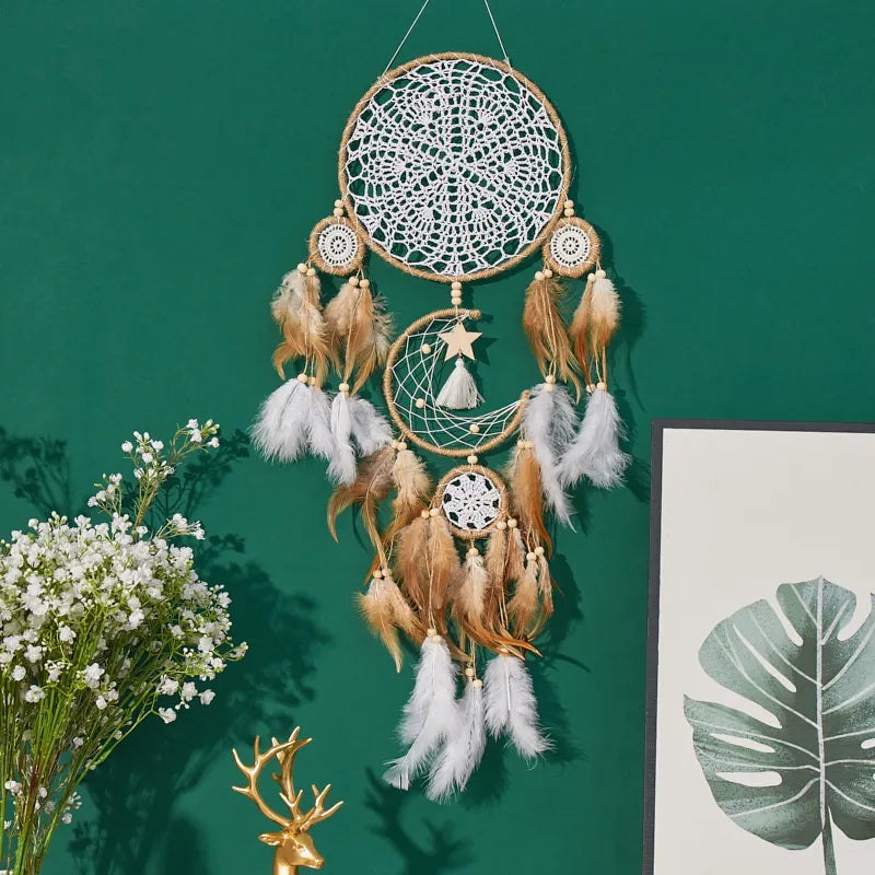 Handcrafted Dream Catcher Moon Dream Chaser Bohemian Wall Decor