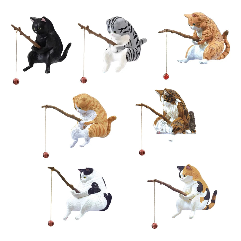 Sikiwind Fishing Cat Figurine Aquarium Decoration Ornament