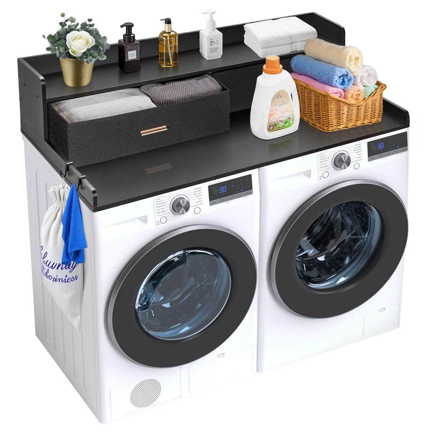 SucceBuy Washer Dryer Countertop With Drawer Shelf System