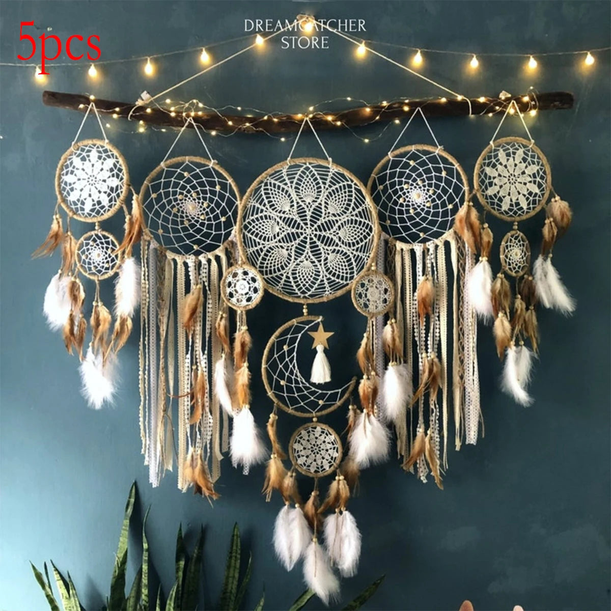 Handcrafted Dream Catcher Moon Dream Chaser Bohemian Wall Decor
