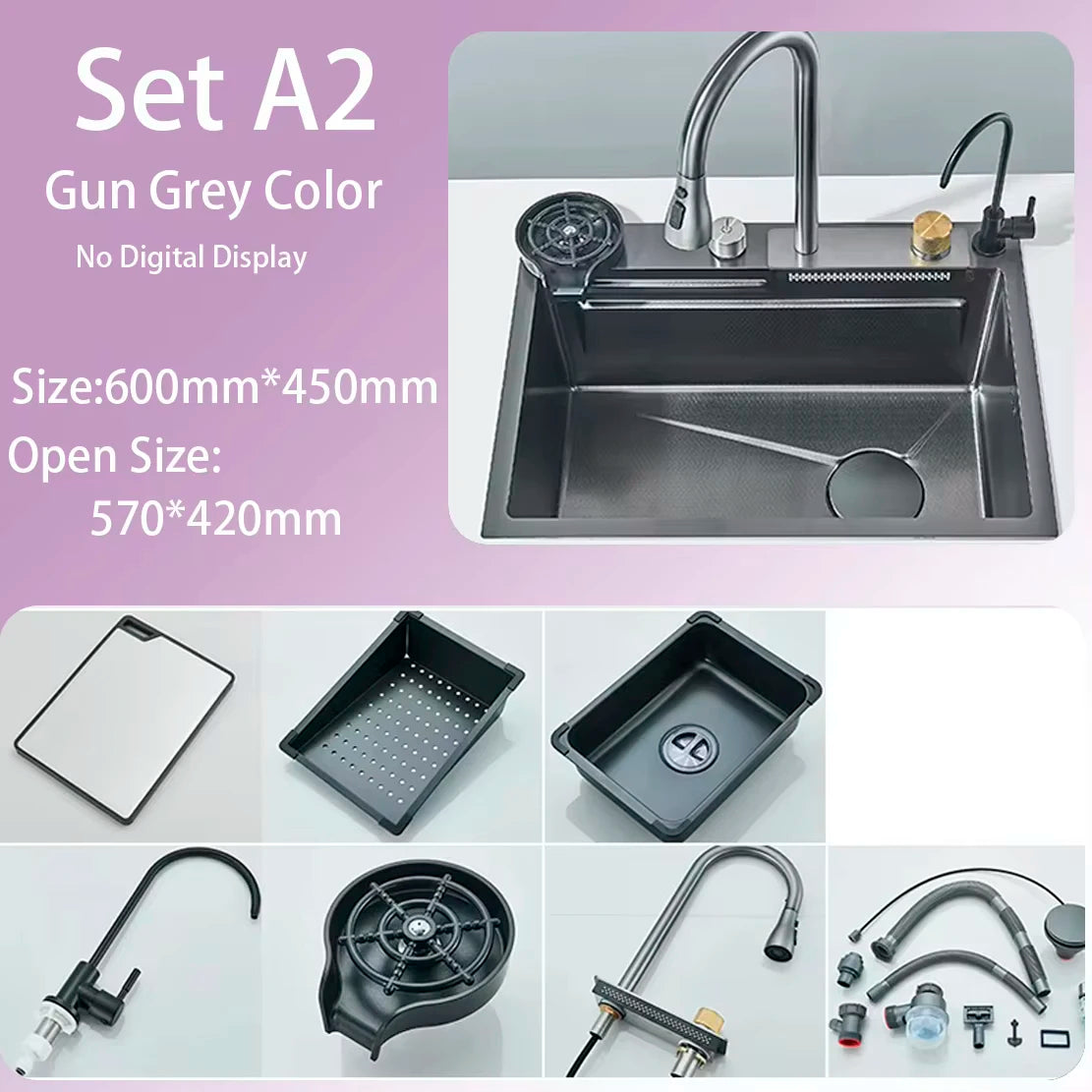 Suguword 304 Stainless Steel Waterfall Kitchen Faucet With Soap Dispenser