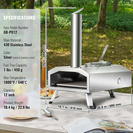 SucceBuy Portable Outdoor Pizza Oven With Stone And Shovel