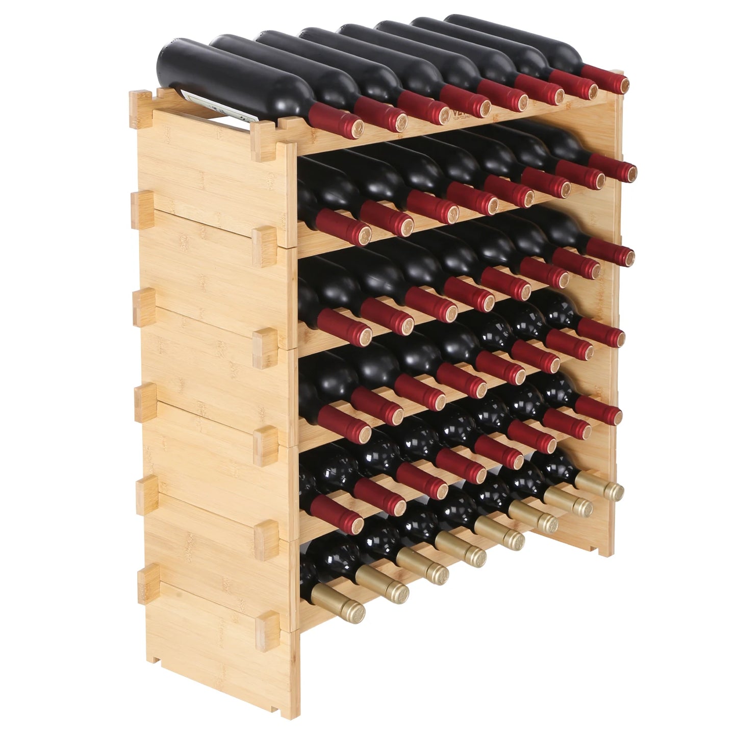 SucceBuy 8 Tier Stackable Bamboo Wine Rack Free Standing Storage
