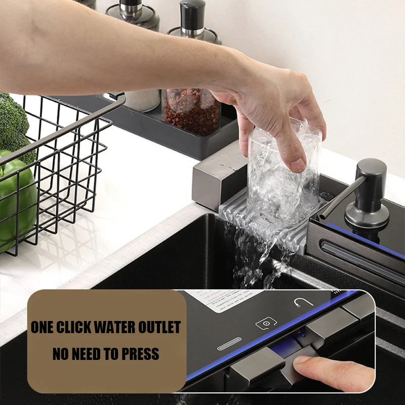 Stainless Steel Kitchen Faucet Set With Rainfall Spout And Sprayer