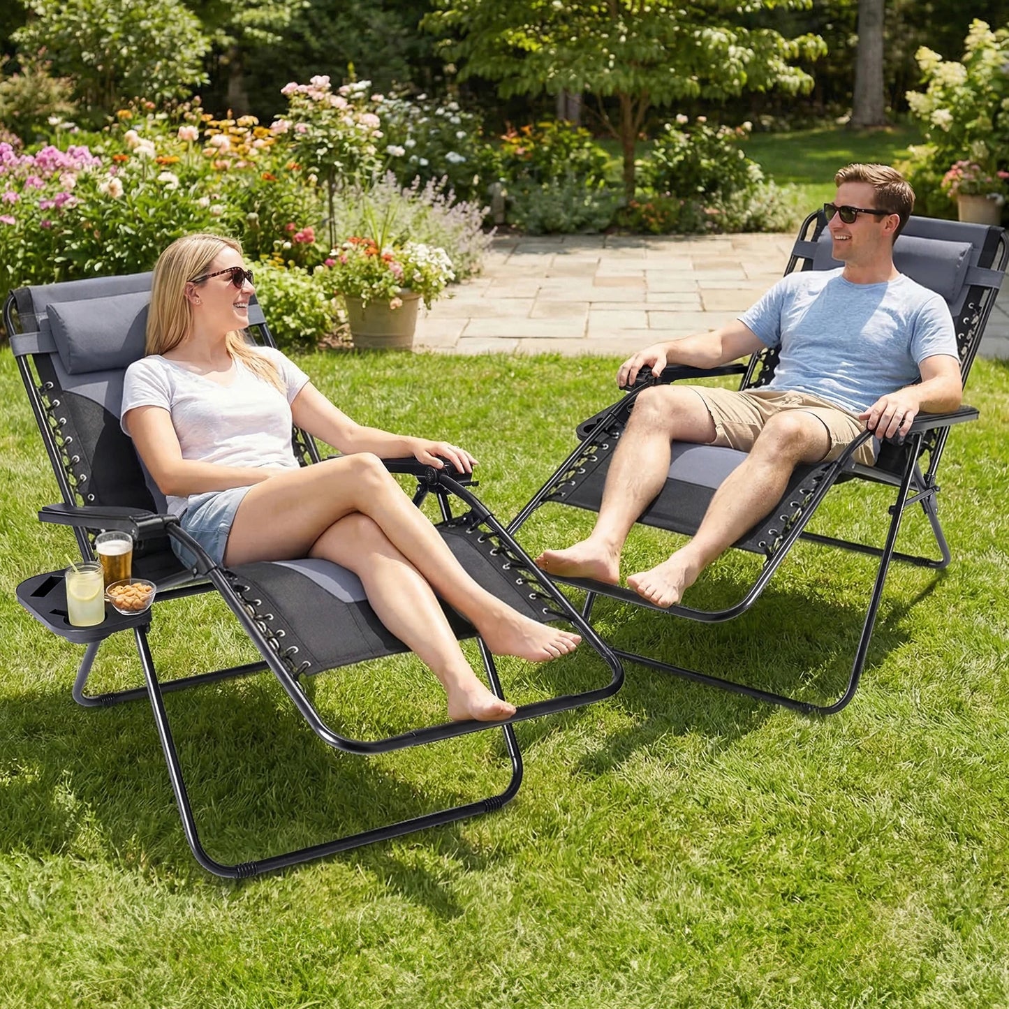JHK Zero Gravity Padded Reclining Lounge Chair With Cup Holder