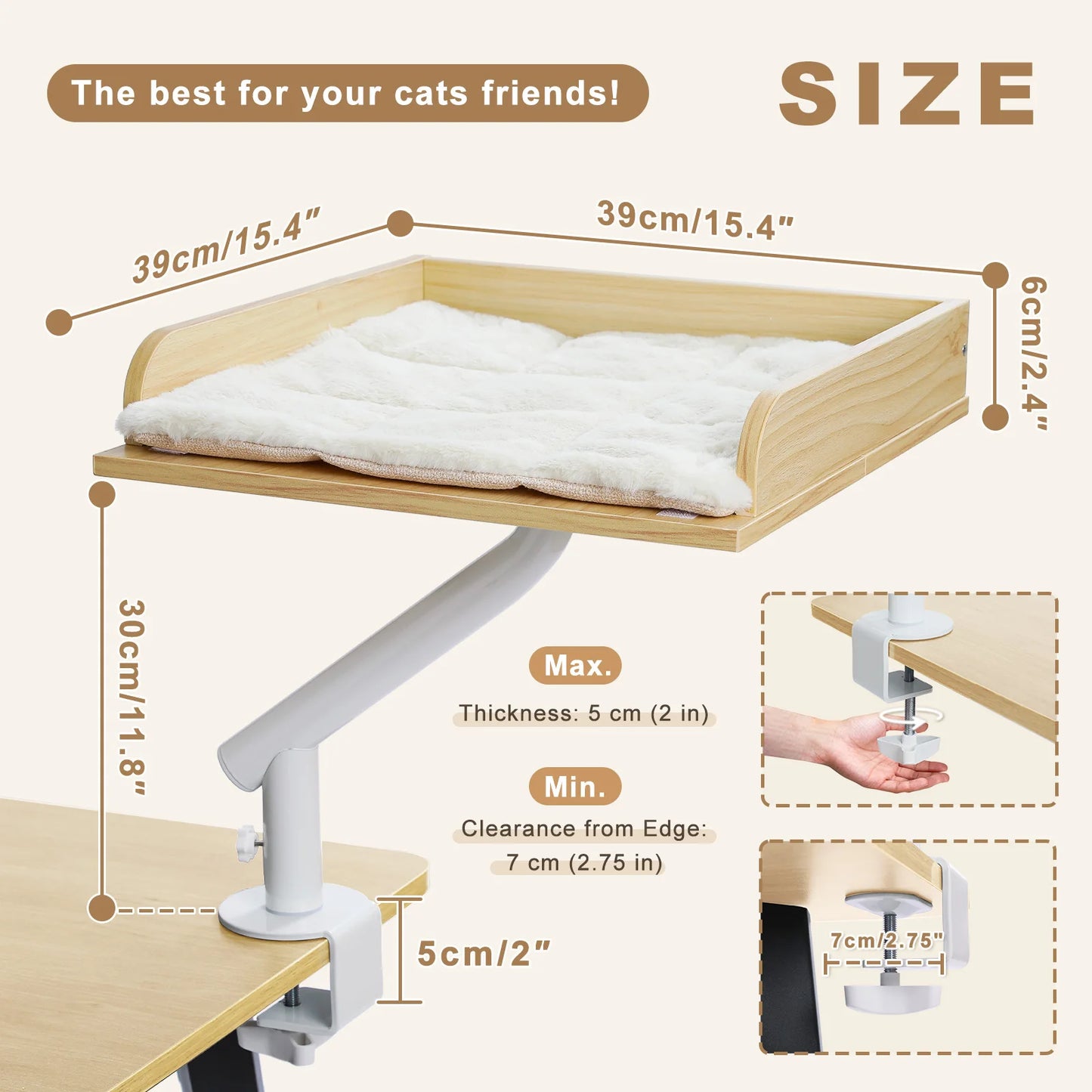 PAWZ Road Cat Desk Bed 360 Rotatable Cat Bed Stand For Indoor Cats