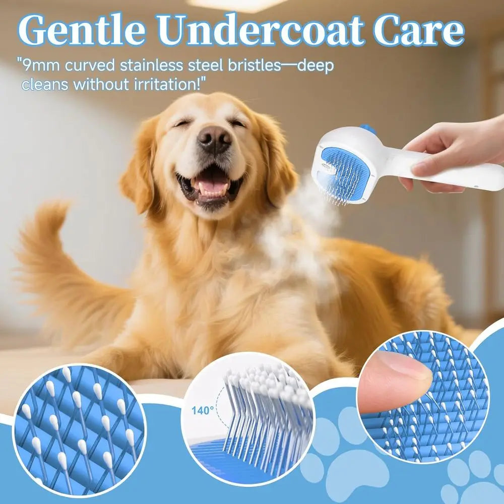 3 in 1 Steam Grooming Brush for Pets Deshedding Technology