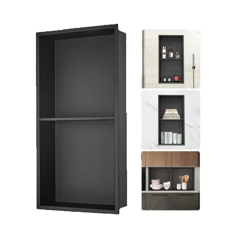 SucceBuy Stainless Steel Shower Niche Wall Inserted Recessed Double Shelves