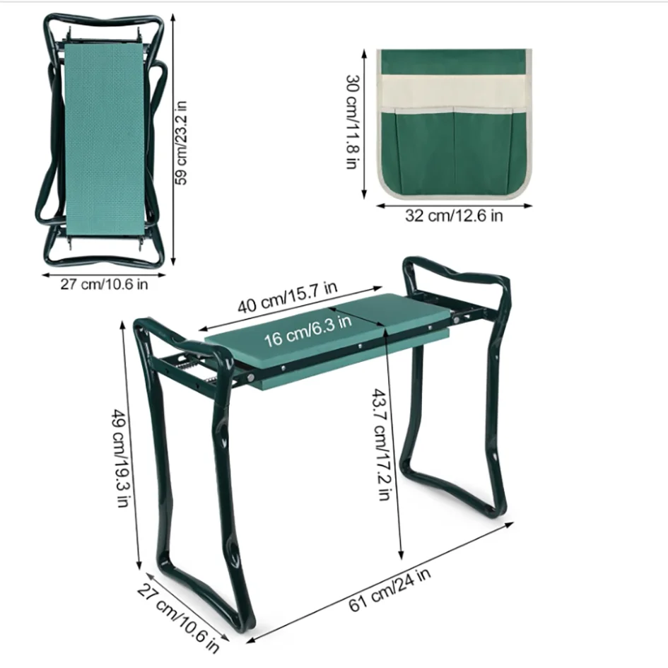 Upgraded Folding Garden Kneeler And Seat Portable Bench With Foam