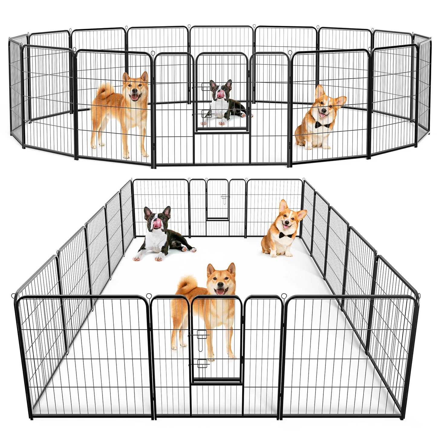 JHK Foldable Dog Playpen Metal Fence Outdoor Use Durable