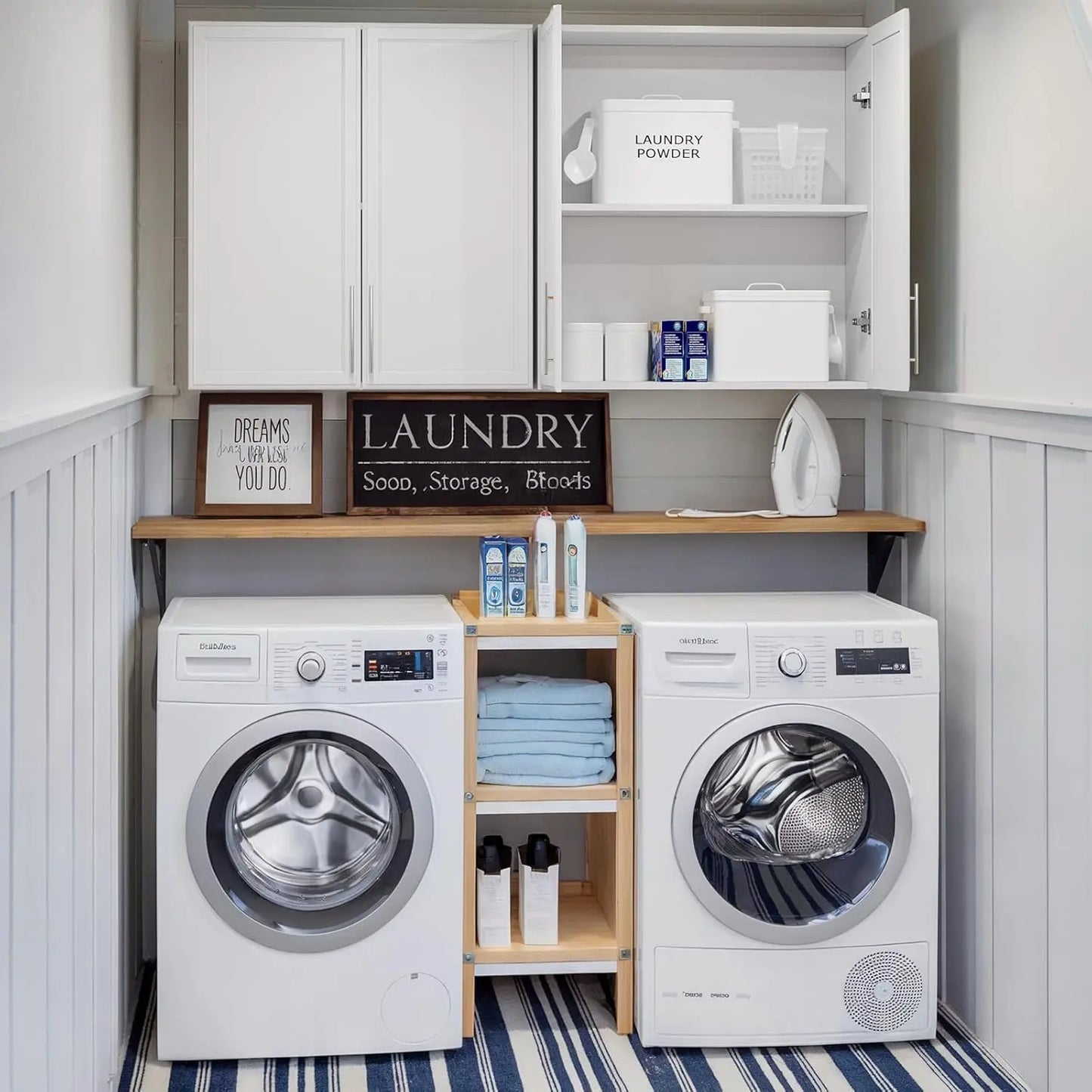 Laundry Room Wall Cabinets With Adjustable Shelves For Storage