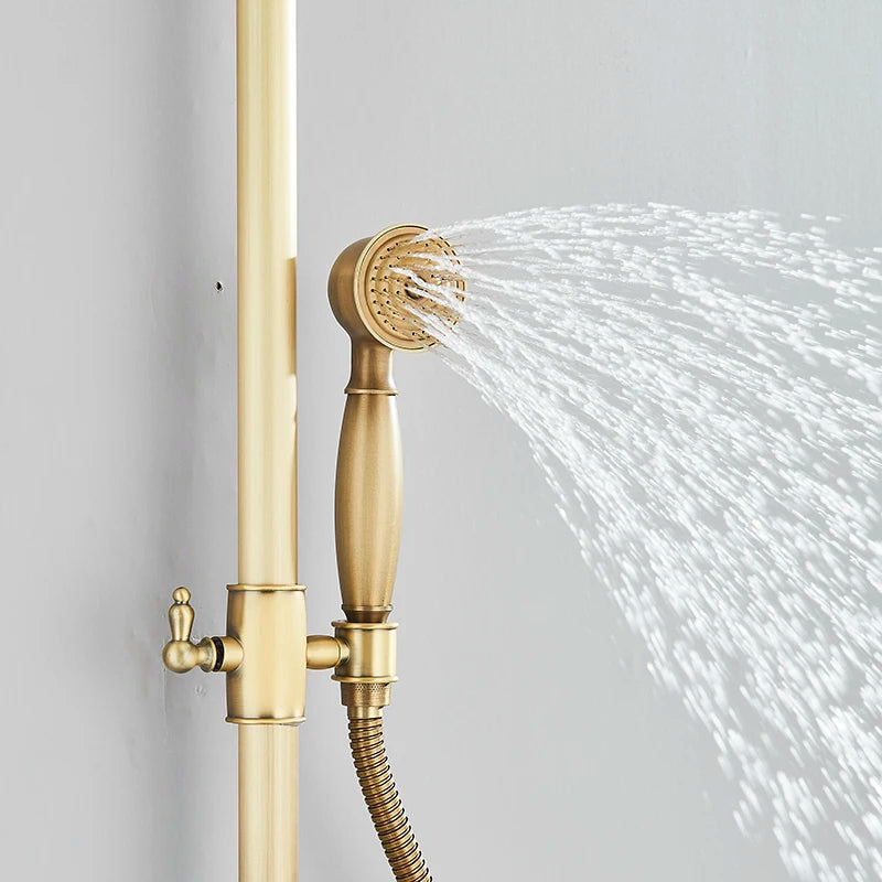 Suguword Shower Faucet Set With Rainfall Head Handshower Wall Mount