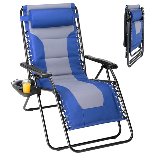 JHK Zero Gravity Padded Reclining Lounge Chair With Cup Holder