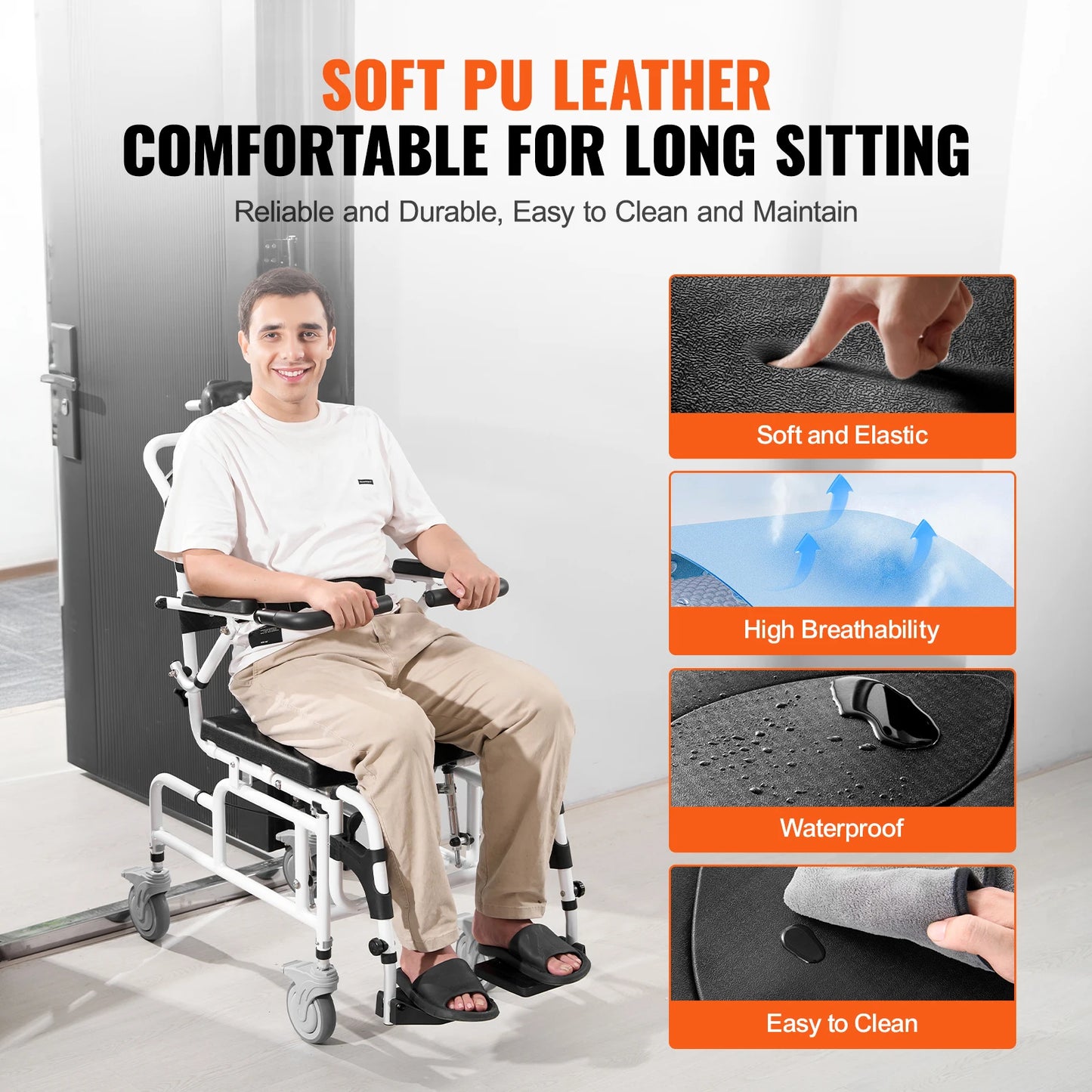 SucceBuy Shower Wheelchair Aluminum Alloy For Inside Shower Use 300 Lbs