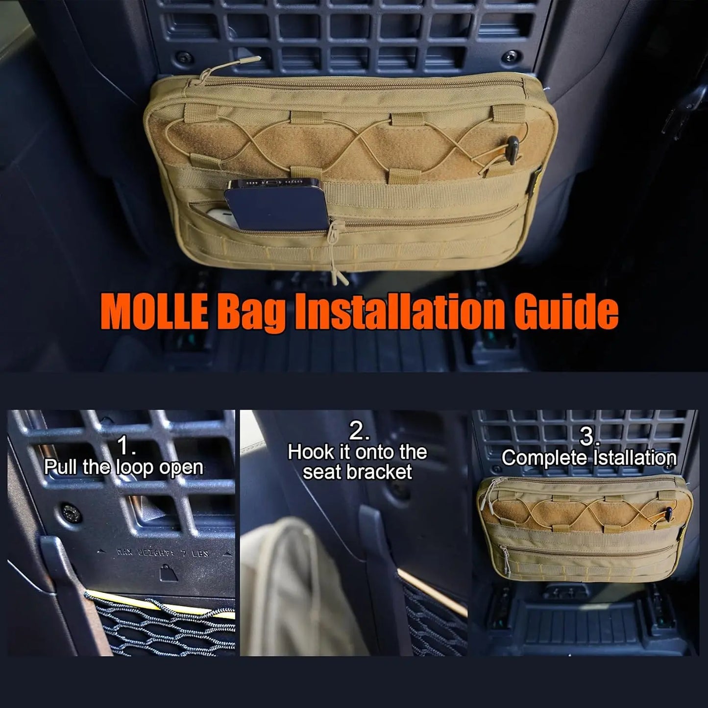Car Seat Back Storage Organizer For Ford Bronco Heavy Duty