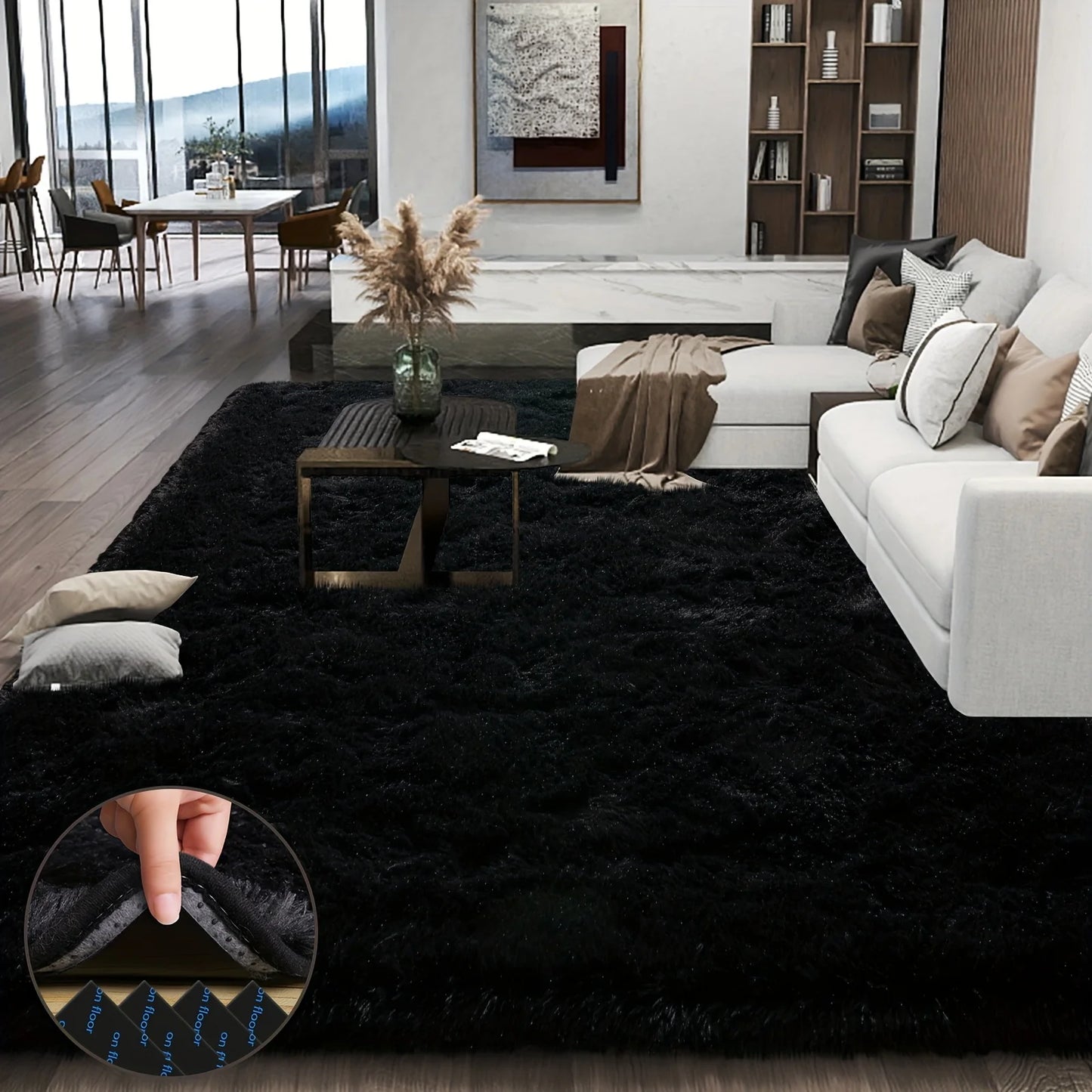 Plush Area Rug 100 Percent Polyester Geometric Pattern For Bedroom Living Room