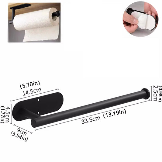 Adhesive Metal Paper Towel Holder Kitchen Bathroom Storage Rack