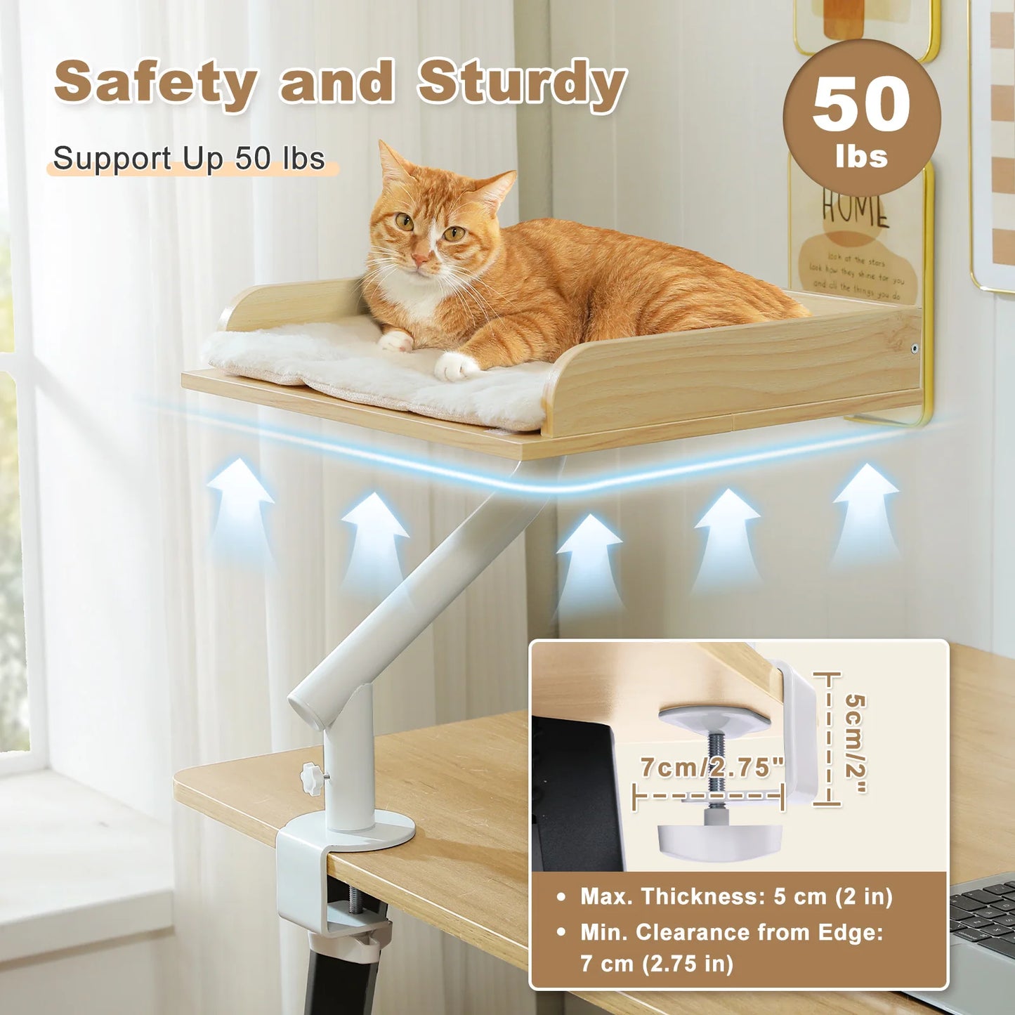 PAWZ Road Cat Desk Bed 360 Rotatable Cat Bed Stand For Indoor Cats