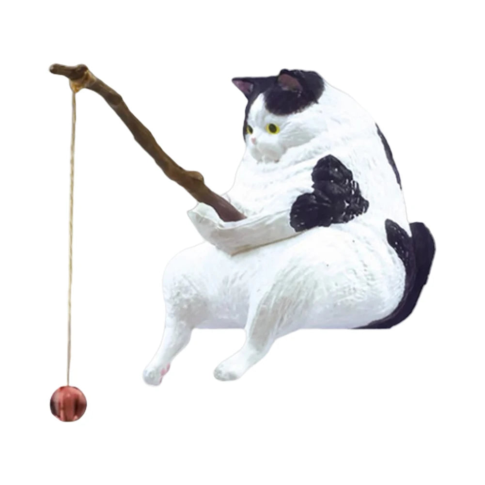 Sikiwind Fishing Cat Figurine Aquarium Decoration Ornament