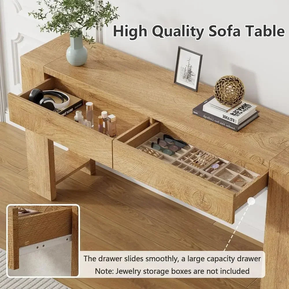 Entryway Sofa Table With Drawers Behind Couch for Hallways