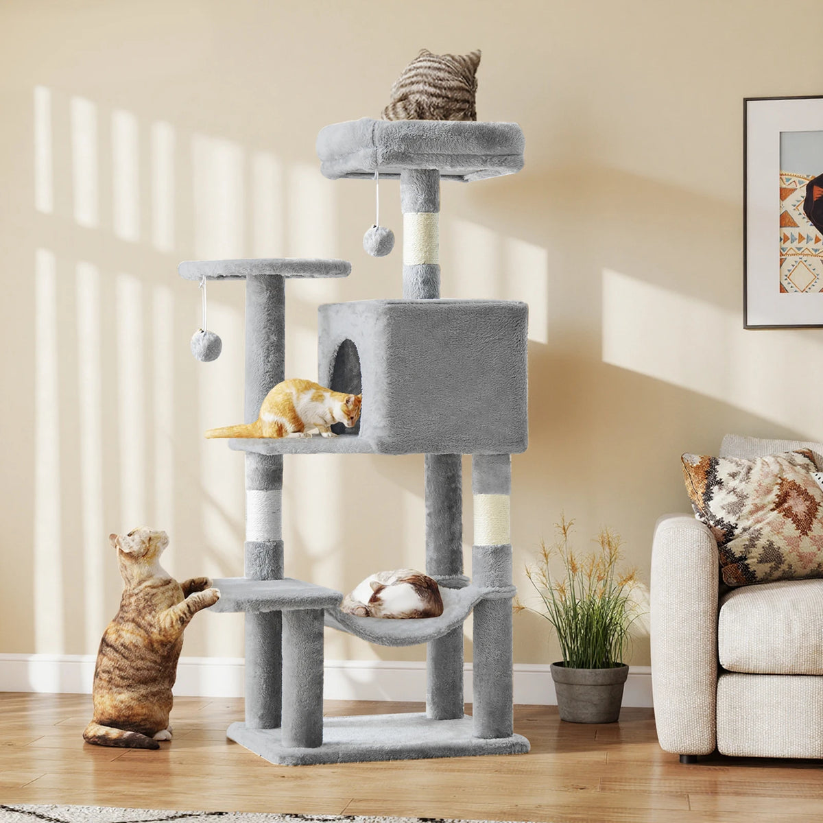 JHK Four Tier Indoor Cat Tree Sisal Scratching Posts