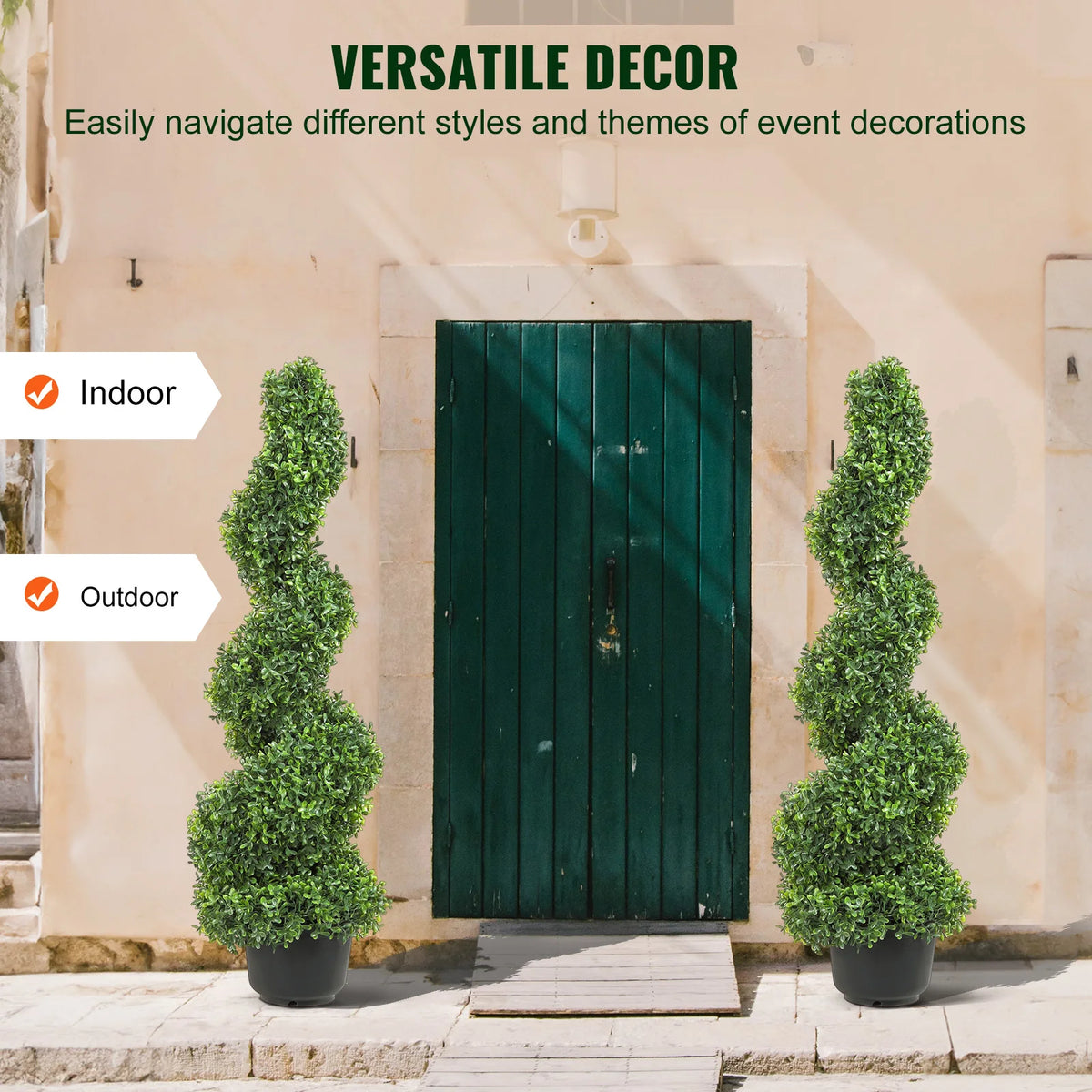 SucceBuy Artificial Boxwood Spiral Tower Topiary Plant