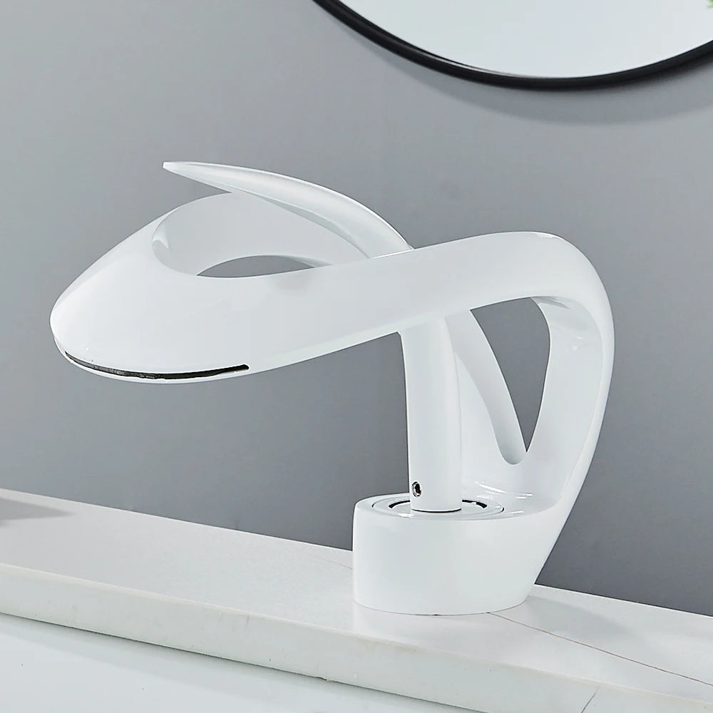 Rozin Waterfall Basin Faucet Bathroom Deck Mount Hot Cold Mixer Tap