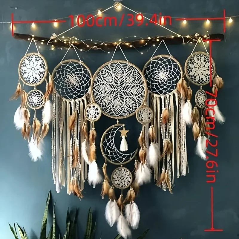 Handcrafted Dream Catcher Moon Dream Chaser Bohemian Wall Decor