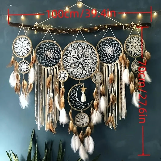 Handcrafted Dream Catcher Moon Dream Chaser Bohemian Wall Decor